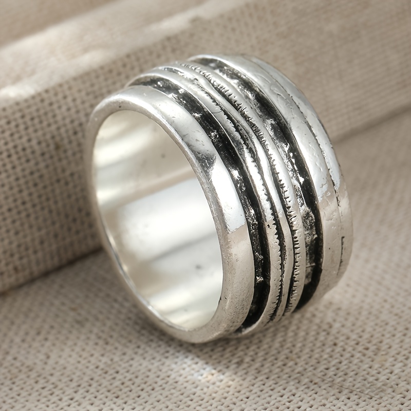 Women's Retro Texture Interlaced Wide Ring, Daily Accessory